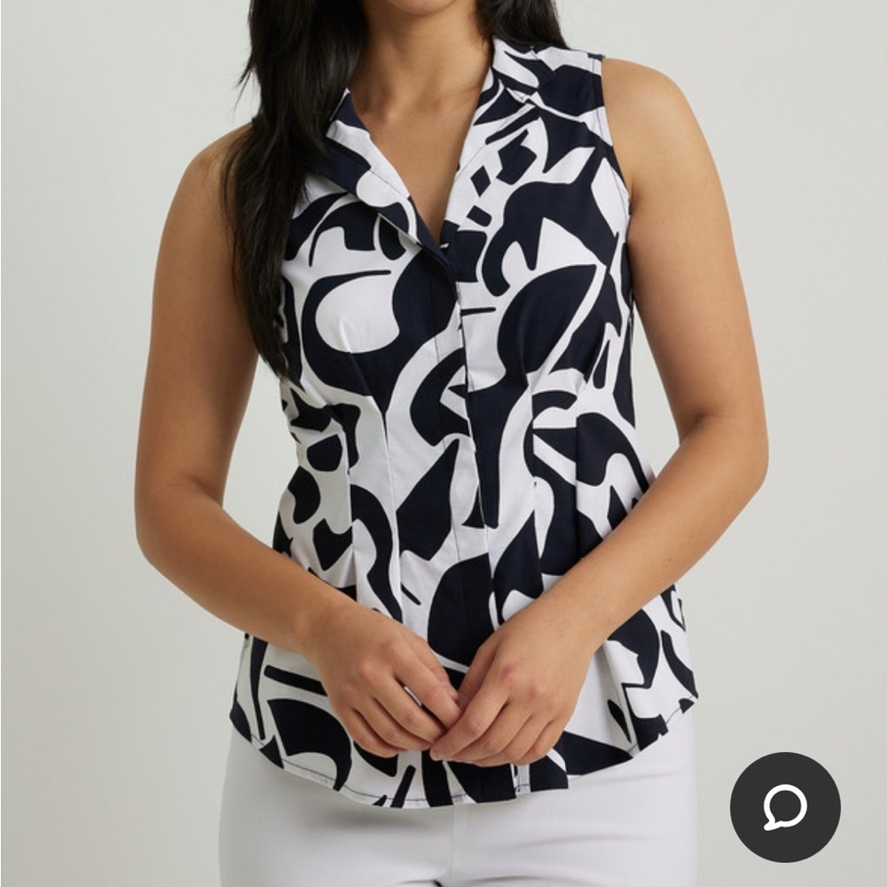 🌸 Joseph Ribkoff Abstract Black and White Print Sleeveless Top🌸🌸